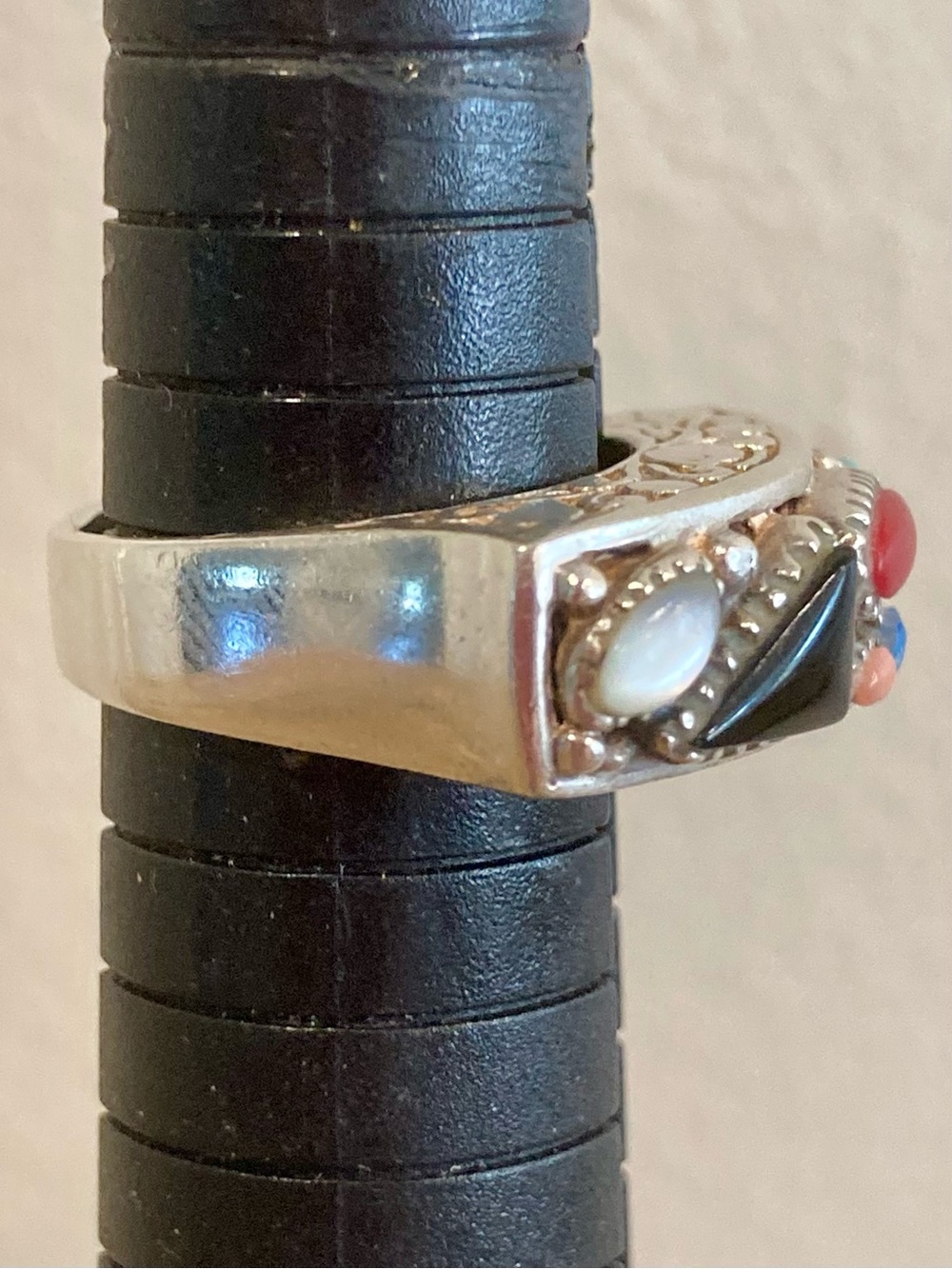 Sterling Silver Chunky Statement Ring Multicolor Size 6.75 Colorful - Picture 12 of 15